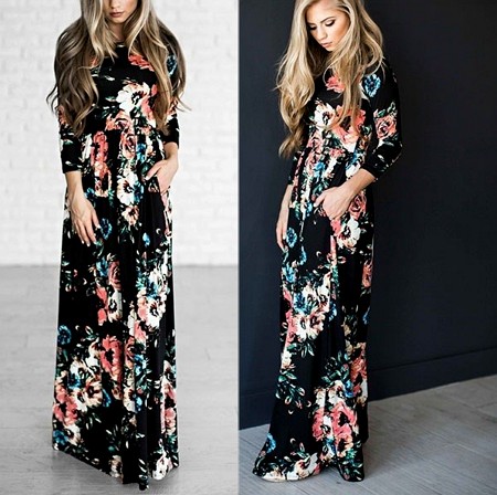 baju mengandung long sleeve floral