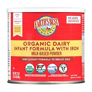 earth best organic dairy infant formula with iron